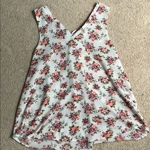 White Floral Sleeveless Blouse